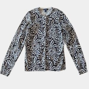Lands End Woman's Cardigan Small 6-8 Paisley Floral Layering Preppy Sweater NWOT